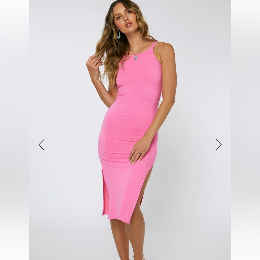 ONEIL LAGOON SOLID RIB KNIT MIDI DRESS
